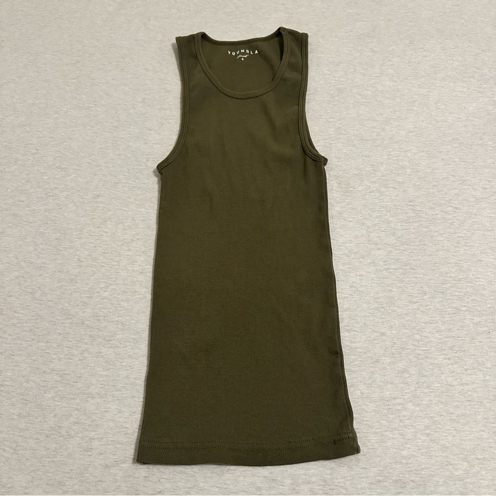 YoungLA Olive Green Ribbed Tank Top